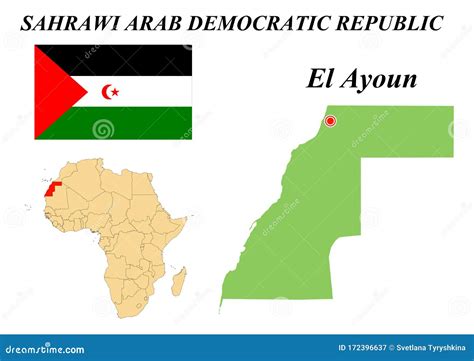 Flag Map Capital of Western Sahara Stock Vector - Illustration of africa, border: 172396637