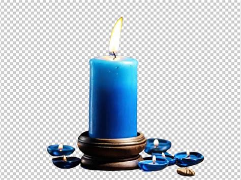 Premium PSD | Blue candle and blue flower decoration flame