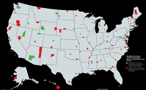 Wealthiest and Poorest counties in each state (Source: United States Census Bureau) : r/MapPorn