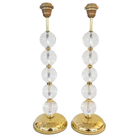 Pair of Art Deco Table Lamps in Brass with Clear Crystal Spheres | Art deco table lamps, Art ...