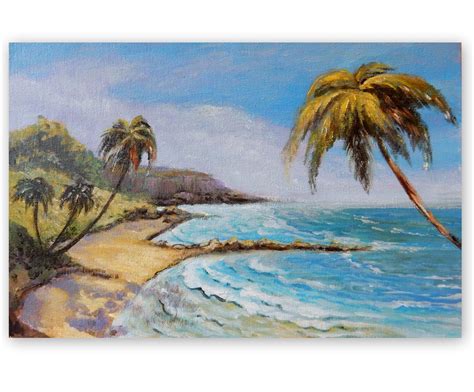 Hawaii Beach Painting Original Art Seascape Painting Canvas | Etsy