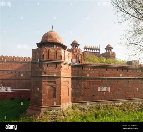 Red Fort, Delhi, India. The fort housed palaces of the Mughal Emperor ...