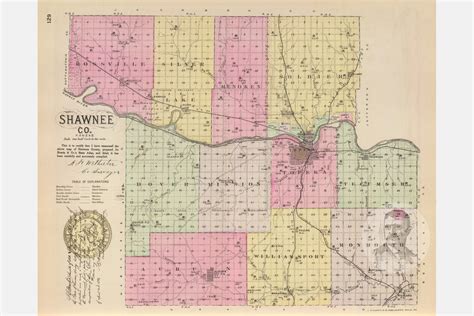 Vintage Shawnee County KS Map 1887 Old Kansas Map | Etsy