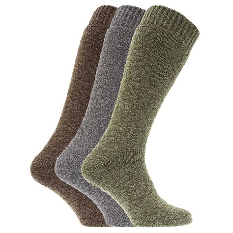 Mens Thermal Wool Blend Long Wellington Boot Socks (Pack Of 3) | eBay