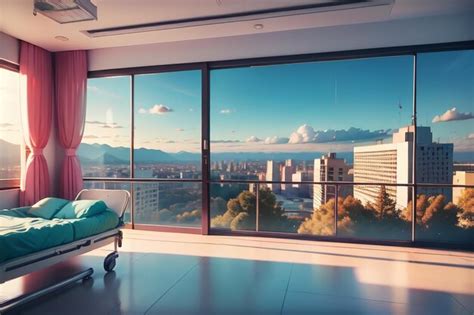 Premium AI Image | A hospital room with a window that says " a view of ...