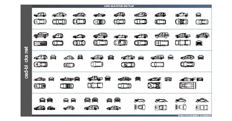 Vehicles CAD Blocks: cars in side, frontal and rear elevation view