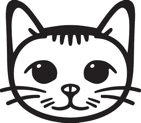 Premium Vector | A black and white cat face with a black outline.