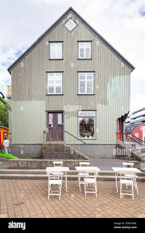 Reykjavik, Iceland- 27 August 2015: Typical Icelandic architecture in the city center. Wooden ...