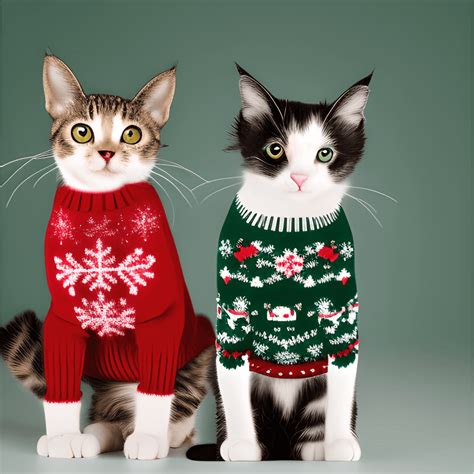 Cats Wearing Christmas Sweaters Realistic · Creative Fabrica