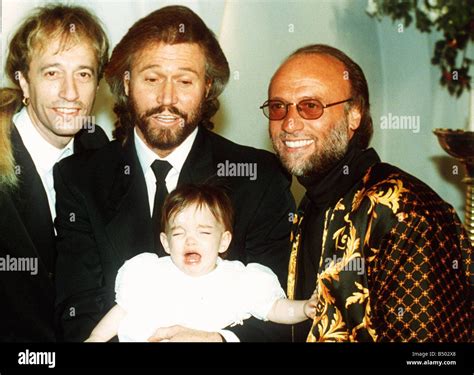 Bee Gees pop group Maurice Gibb Robin Gibb and Barry Gibb with his ...