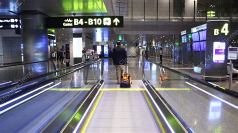 Flat Escalator At Airport Stock video footage | 9125824