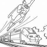 Best Superman Flying With Train Background Coloring Page  Mitraland sketch template