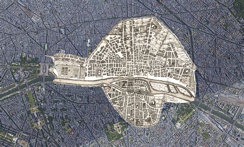 1422 Paris map on top of today Paris : r/MapPorn