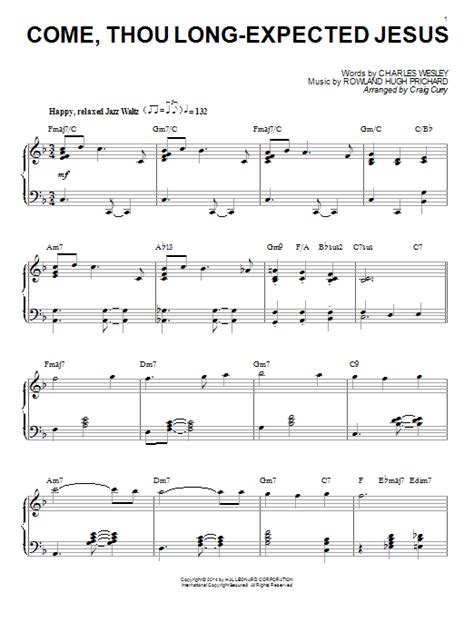 Come, Thou Long-Expected Jesus sheet music by Craig Curry (Piano – 154167)