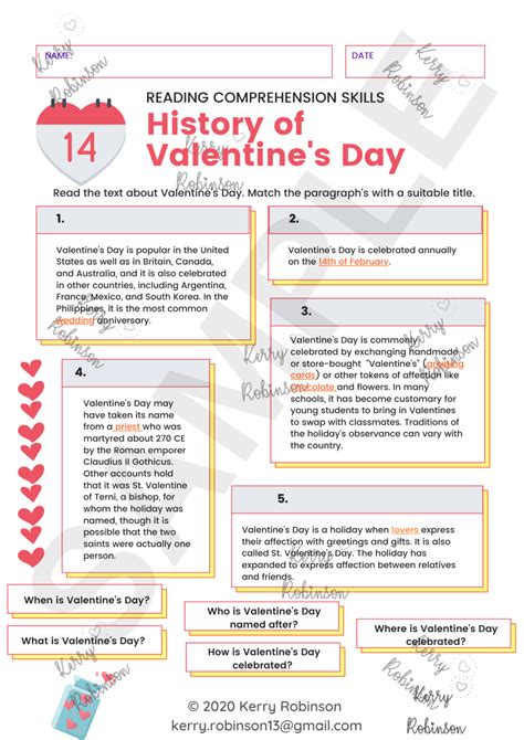 History of Valentine’s Day – Workbook • Teacha!