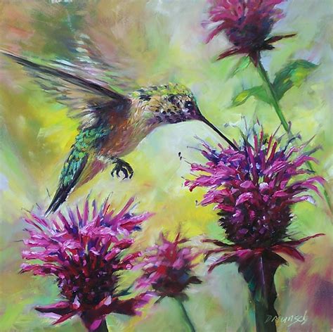 Donna Munsch Fine Art: Original Oil Painting Hummingbird Bee Bop