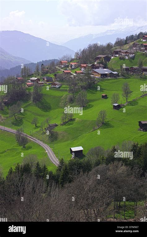 Village by the Swiss Alps Stock Photo - Alamy