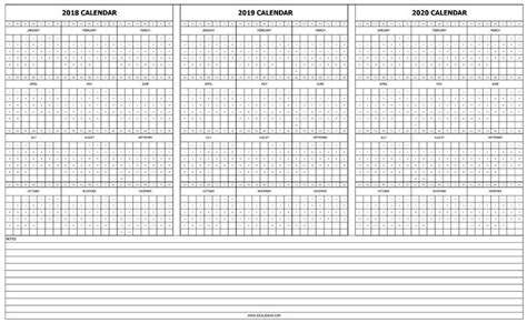 3 Year Calendar Printable 2018 2019 2020 | Calendar printables, Marketing calendar template ...