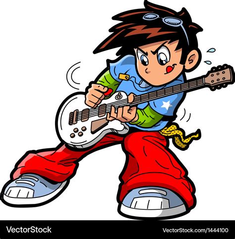 Anime manga guitar player Royalty Free Vector Image