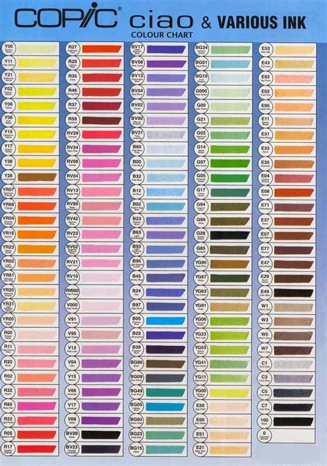 carta colores copic ciao | Copic marker color chart, Copic markers ...