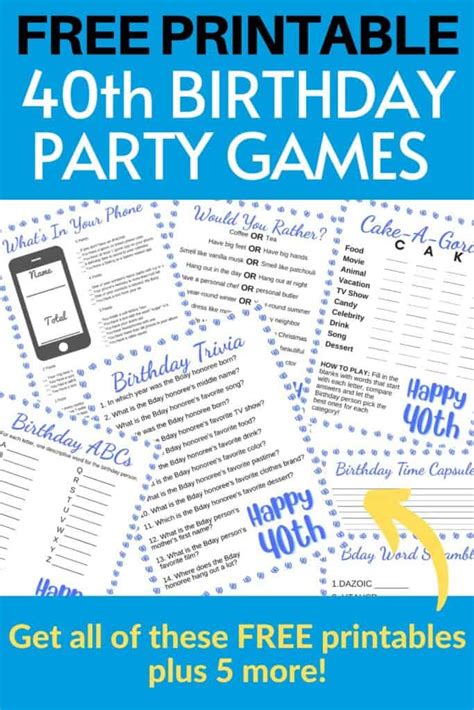 40th Birthday Party Games - Free Printables for 2024 | Parties Made ...