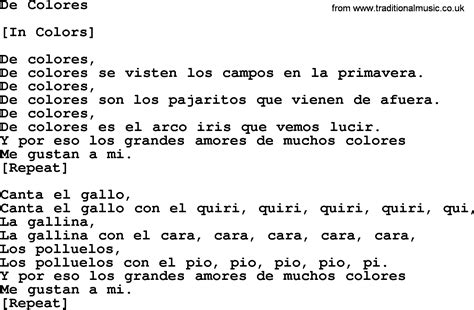 Joan Baez song - De Colores, lyrics