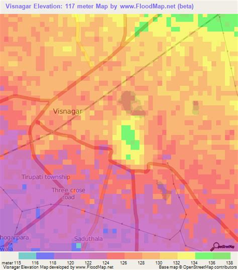 Elevation of Visnagar,India Elevation Map, Topography, Contour