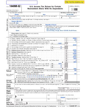 form 1040nr-ez Templates - Fillable & Printable Samples for PDF, Word ...