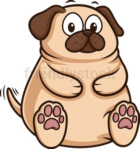 Fat Pug Dog Cartoon Clipart Vector - FriendlyStock