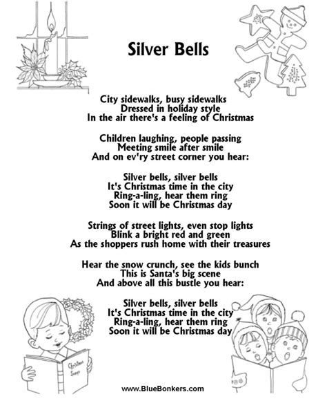 BlueBonkers: Silver Bells, Free Printable Christmas Carol Lyrics Sheets ...