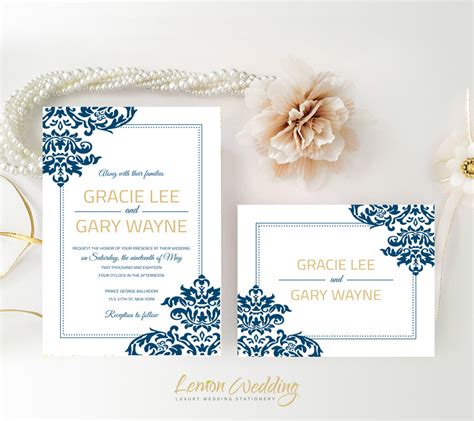 Navy Blue Wedding Invitations - LemonWedding