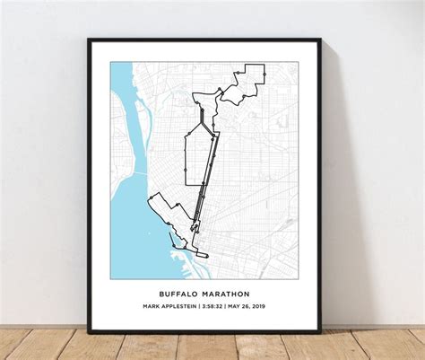 Buffalo Marathon Course Map Personalized Buffalo Marathon Route Map Gift for Runners 26.2 Map ...