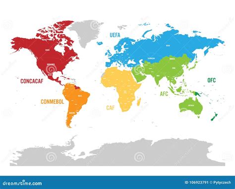 Map of World Football, or Soccer, Confederations - Stock Vector ...