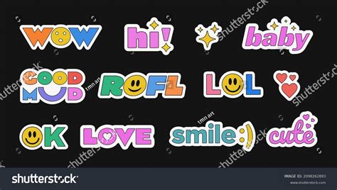 Cool Trendy Stickers Collection Various Phrases Stock Vector (Royalty ...