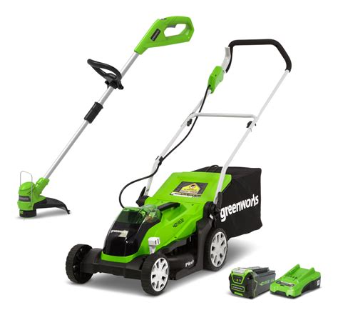 Greenworks 40V Cordless Lawn Mower/ String Trimmer Combo, Includes 4 ...