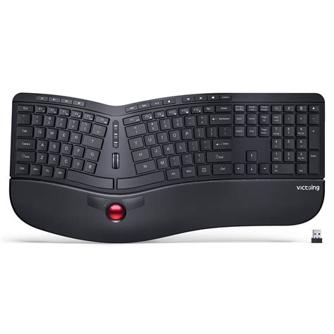 Buy VictSing Wireless Ergonomic Keyboard with Trackball & Scroll Wheel, 2.4G Quiet Split ...