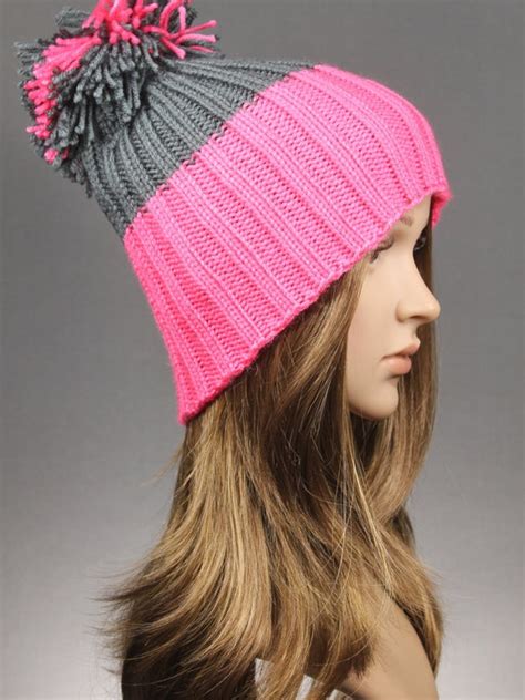 Items similar to Fashion Beanie, Pom Pom beanie, Pom Pom Hat, Knit ...