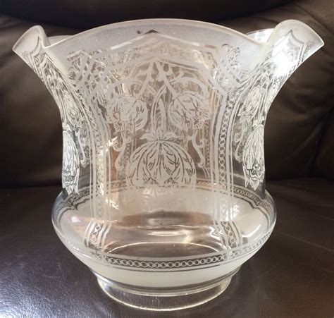 VINTAGE ANTIQUE CLEAR ETCHED GLASS OIL LAMP SHADE | Oil lamps, Lamp ...