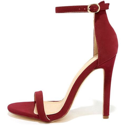 Almonaster Wine Nubuck Ankle Strap Heels (€25) liked on Polyvore ...