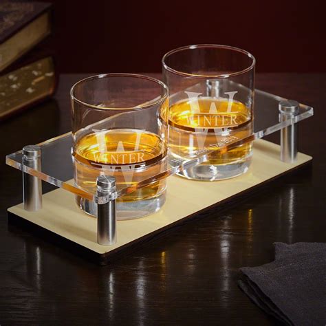 Oakmont Whiskey Tray & Personalized Glasses 3 pc Set | Custom serving tray, Wine glass set ...