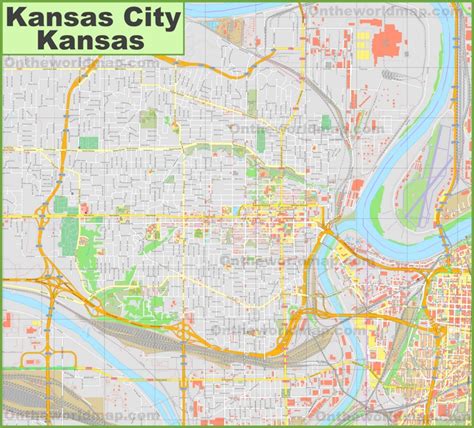 Large detailed map of Kansas City (Kansas) - Ontheworldmap.com