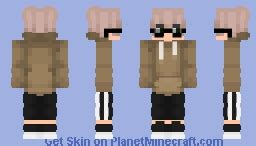 Brown hoodie with glasses. (Slim Only.) Minecraft Skin