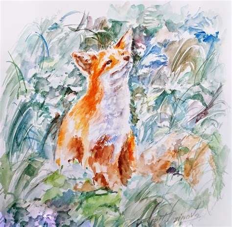 Fox decor fox watercolor watercolor art watercolor wall | Etsy