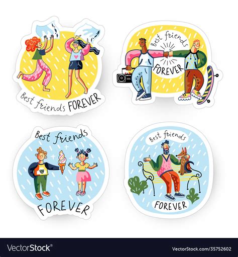 Best friend forever stickers set bundle Royalty Free Vector