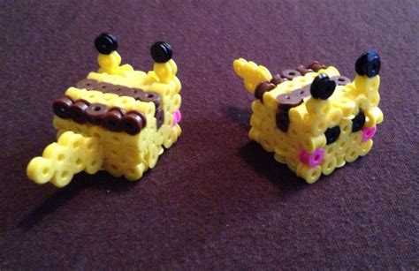 Miniature 3-D Pikachu | Perler beads, Pikachu hama beads, Perler beads ...