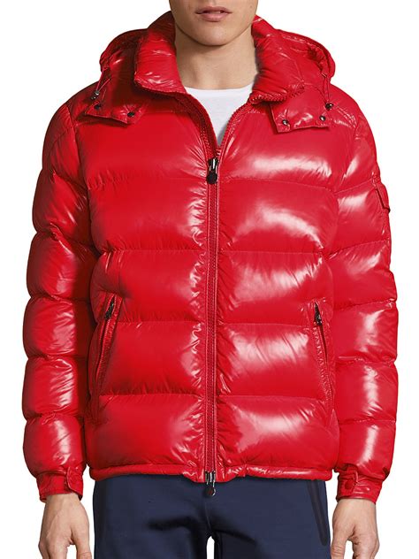 Moncler Maya Shiny Puffer Jacket in Red for Men | Lyst