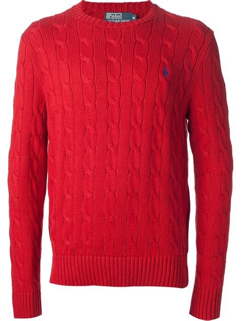 Polo Ralph Lauren Cable Knit Sweater in Red for Men | Lyst