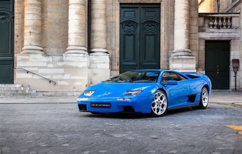 Wallpaper Blue, Lamborghini, The building, Blue, Diablo, Lamborghini, Diablo, Supercar, Sportcar ...