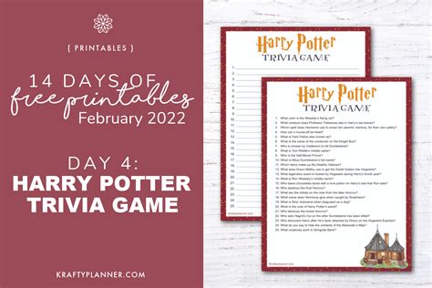 DAY 4: Free Printable Harry Potter Trivia Game — Krafty Planner