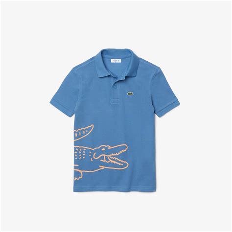 Boys’ Lacoste Crocodile Print Cotton Piqué Polo Shirt | LACOSTE